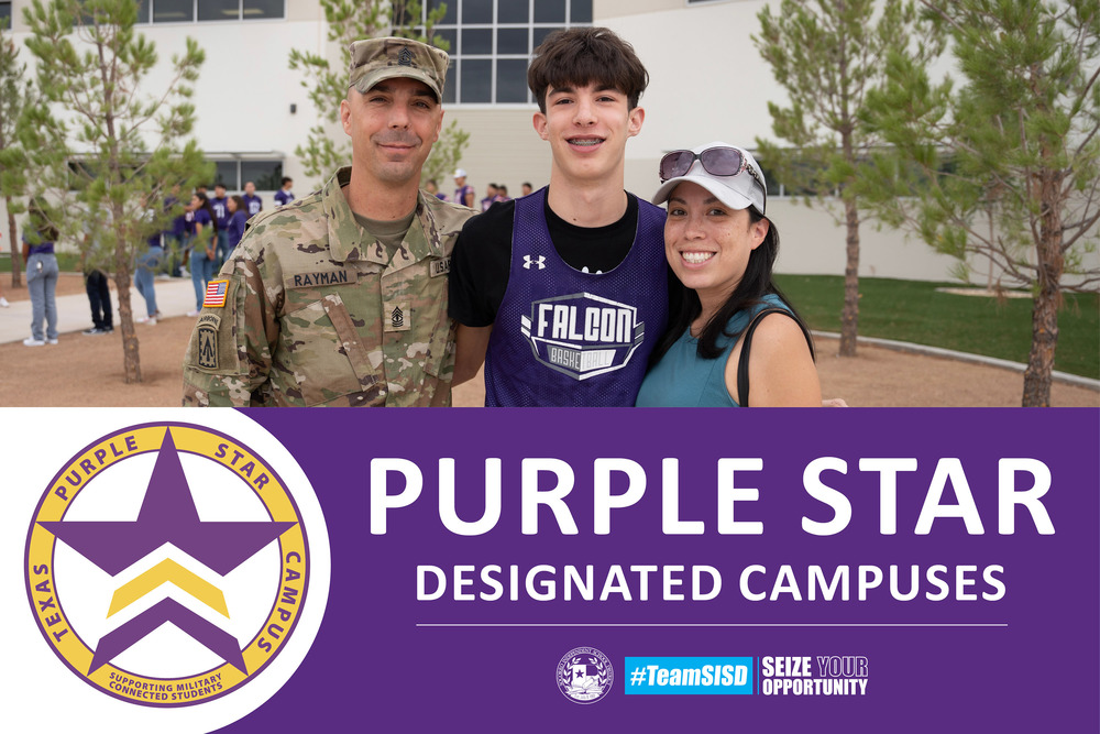 Purple star graphic with military family