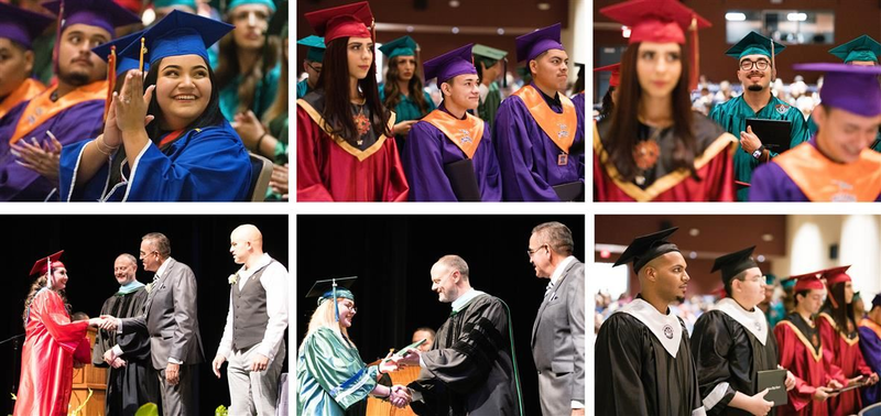 Students participating in summer graduation