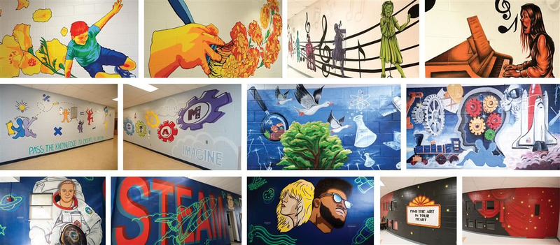 Photos of the murals at the academies