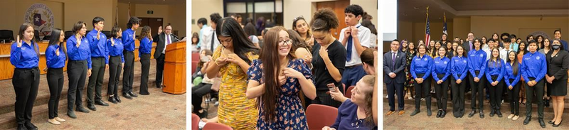 Students participating in pinning ceremony