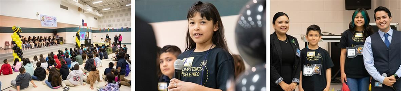 Students participating in Spanish Spelling Bee