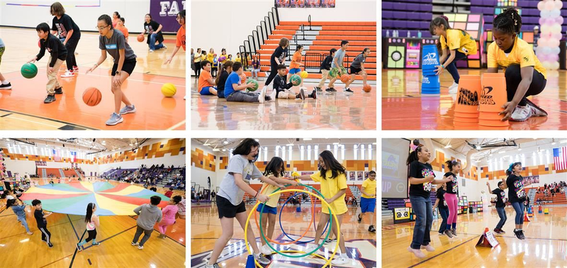 Students participating in fitness activities